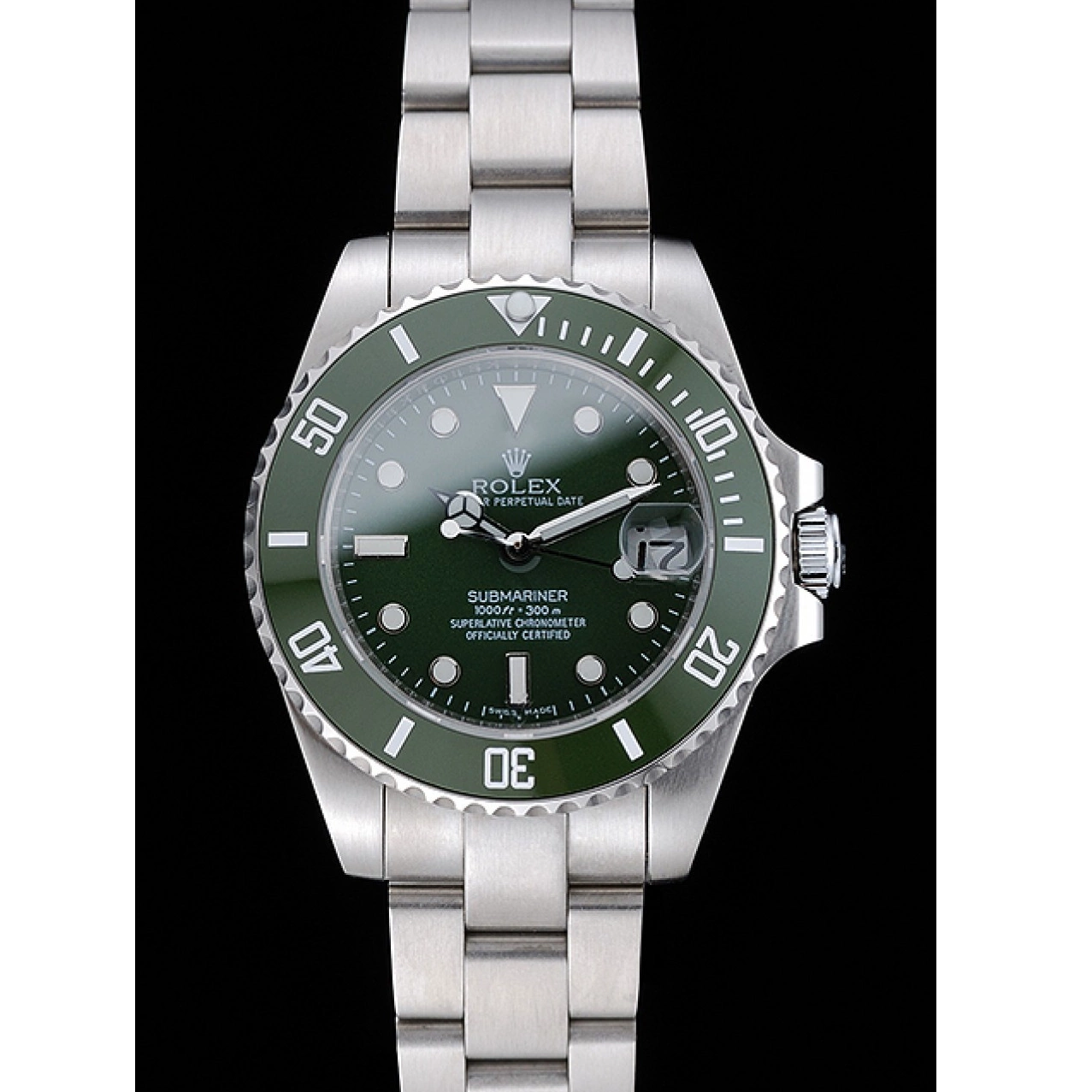 Aaa replica watch 1454151 Rolex Steel Submariner Dial Stainless Bracelet Green 0823